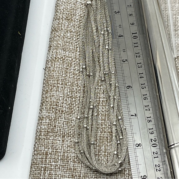 Ross Simons 925 Sterling Silver Mesh Necklace With Beaded Accents - Picture 10 of 17